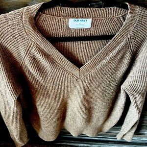 Old Navy Ribbed V-Neck Sweater XS Tan